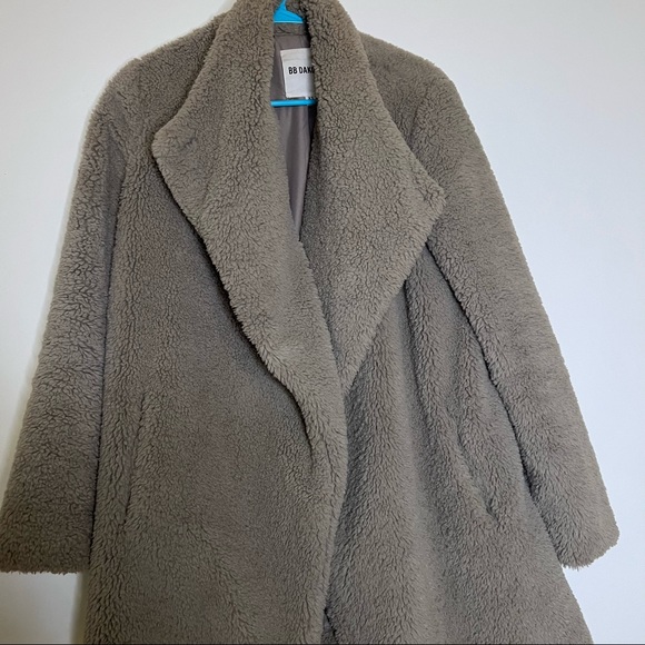 Gray Fuzzy BB DAKOTA Oversized Teddy Jacket Coat - Picture 3 of 8